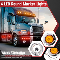 Feux de position latéraux à 4 LED de 2 pouces avec anneaux en acier inoxydable, feux de remorque avec œillet et câble de raccordement pour camion et remorque, IP67