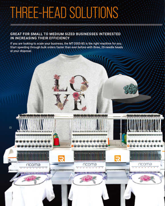 RICOMA Two Heads Portable Computerized Embroidery Machine MT-1202/ MT-1502 Clothes and Hats Embroidery Machines
