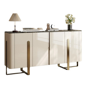Italian Light Luxury Modern Wood Double Door Entrance Cabinet <strong>Sideboard</strong> Marble Surface Shoe Cabinet <strong>for</strong> Guest <strong>Hall</strong> Wholesale - Product Image 5