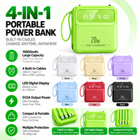 Batterie externe HYTO OEM ODM 10000mAh avec 4 câbles intégrés, affichage LED 5v2a, Powerbank, cadeau d'entreprise, logo personnalisé, chargeur portable