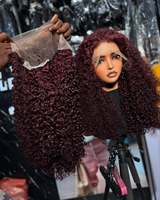 Perruque Lace Front Bouclée Pixie 99j en Cheveux Humains, Perruque Frontale HD Vierge à Cuticules Alignées, Densité 200, Cheveux Humains Vierges Bruts Cambodgiens