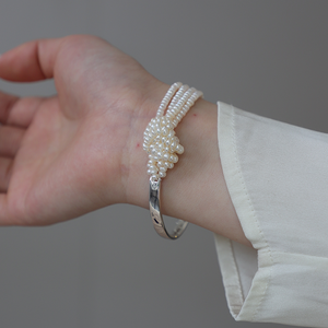 WENCHI Handmade Original 1611 Sterling <b>Silver</b> Freshwater <b>Pearl</b> Knotted <b>Bracelet</b> Elegant New Design with Premium Quality Material - Product Image 4