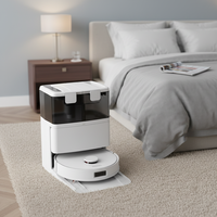 Robot aspirateur et serpillière tout-en-un avec lavage à l'eau chaude, station de séchage à air chaud, auto-nettoyage humide et sec pour sols domestiques