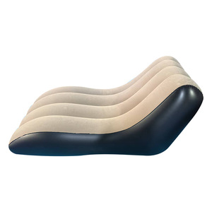 Fauteuil inclinable gonflable en forme de vague, canapé simple pliable, pouf gonflable floqué en PVC, bleu, kaki, rouge - Product Image 3