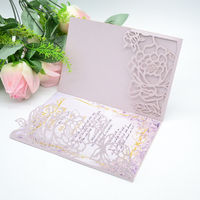 Undangan Pernikahan Lipat Tiga Elegan Mewah dengan Desain Potongan Laser, Kertas Mutiara/Metalik/Glitter, Ramah Lingkungan, dan Dapat Dipersonalisasi