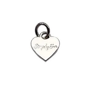 Handmade heart shape engraved logo charms metal tags for bracelets