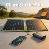 Panneau solaire monocristallin pliable portable TC Black Outdoor 20W avec charge rapide USB Type C, efficacité 23%