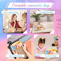 Trousse de Maquillage Portable Décontractée Effet Holographique Grande Capacité Demi-Lune pour Voyage et Rangement Quotidien de Cosmétiques