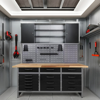 Meuble d'atelier en acier pour outils, organisateur de rangement, postes de travail, établi de garage, établi réglable pour réparation informatique, facile à assembler