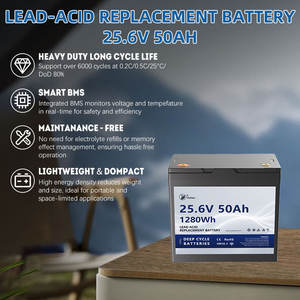 25.6V 50Ah IP67 LiFePO4 Semi-solid State 1280Wh 10-tahun Deep Cycle Lithium Ion Battery Pack untuk Penggunaan Laut Motor Trolling - Product Image 2