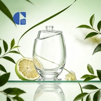 Flacon de parfum vide en verre de luxe 100 ml, design incliné, fond épais, transparent