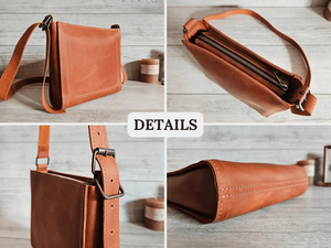 Personalized <b>Leather</b> Crossbody <b>Bag</b> for Women <b>Small</b> Handmade Purse Cute Brown Shoulder Handbag Gift for Her - Product Image 2
