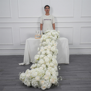 Wholesale Handmade Silk Rose Flower <b>Table</b> <b>Runner</b> High Simulation flower <b>runner</b> for Wedding Valentine's Day - Product Image 1