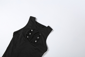 Robe d'été pour femmes Viviblook Z406DS, nouvelle robe sexy à découpes, à lacets, couleur unie, mini robe moulante pour soirée en boîte de nuit - Product Image 6