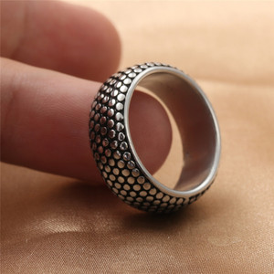 Men's <b>Titanium</b> Steel Polka Dot <b>Ring</b> Silver Retro Punk Style Geometric Design Gift Jewelry 16033 - Product Image 3