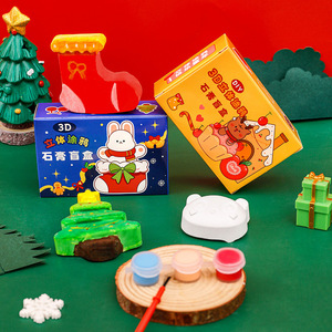 Kit de peinture sur plâtre DIY de Noël, boîte surprise, figurines 3D de Père Noël et bonhomme de neige à colorier, cadeau artisanal <span class=keywords><strong>pour</strong></span> enfants, vente <span class=keywords><strong>en</strong></span> gros - Product Image 4