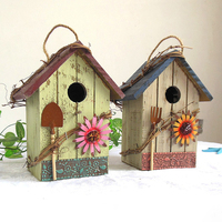 Kit de nichoir à oiseaux moderne à suspendre, bricolage, maisons pour animaux en bois, ornement de jardin, petite cage à oiseaux en bois d'extérieur avec motif imprimé
