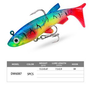 Wildtrek 13.5g morbida coda giga Pre-truccata in Silicone morbido <span class=keywords><strong>esca</strong></span> acuti affilati ganci 3D realistico Bass Pike merluzzo acqua salata - Product Image 2
