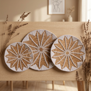 Set of 3 Southwestern Seagrass <b>Wall</b> Baskets Woven <b>Wall</b> <b>Plates</b> Star Mandala Handmade Rustic Modern Indoor/Outdoor Home Decor - Product Image 2