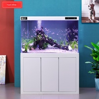 Aquarium en verre super blanc avec filtre de fond sans eau et design paysager pour poissons rouges, idéal pour la présentation au sol dans le salon