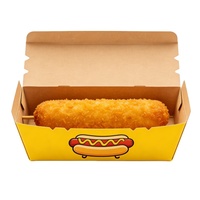 Boîte d'emballage jetable pour hot-dogs, vente en gros, personnalisable, biodégradable, en papier kraft, pliable, pour sandwichs et burgers, avec couvercle, impression offset