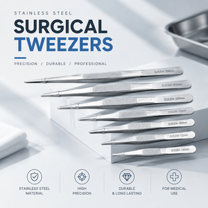 Pinzas Quirúrgicas Rectas de Acero Inoxidable 304 Reutilizables de 12.5/14/16/18/20/25/30cm para Uso Médico y de Laboratorio - Product Image 1