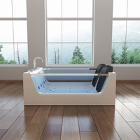 Baignoire à bulles de massage de luxe en acrylique autoportante double pour deux adultes, baignoire à remous moderne, relaxation, hydromassage, 1,8 m