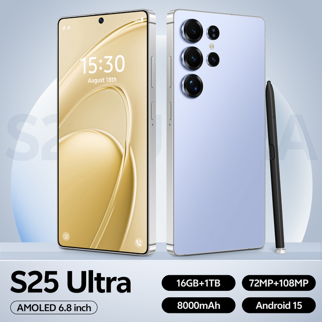 6.8 Inch S25 LTE CDMA Mobile Phone 16GB+1TB 108MP 90Hz OLED 5G Android 15 Face Unlock Large Battery