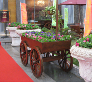 Arlau גן חיצוני ריהוט עץ פרח עציץ עגלת - Product Image 3