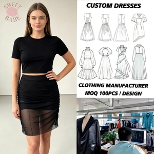 SWEET BABE <b>Black</b> Ruched Mesh <b>Mini</b> Skirt Women Sheer Draped High Waist Bodycon Dressing Skirt for Party Club - Product Image 1