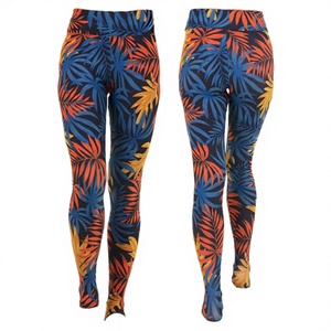 92% Polyester 8% Spandex Double Side <b>Brushed</b> Milk Silk Breathable Seamed Mid Waist Casual 3D Print Women Leggings Black <b>Weeds</b> - Product Image 3