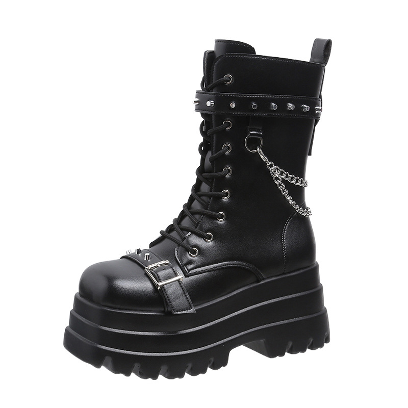 Platform Boots Botas Goticas Blancas Nuevas Botas De Rock M