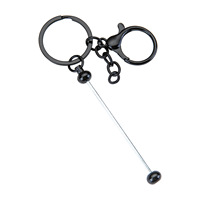 Kit de porte-clés à perles DIY, barres de porte-clés en métal à perler avec anneaux, porte-clés vierges en gros pour la fabrication de bijoux perlés personnalisés