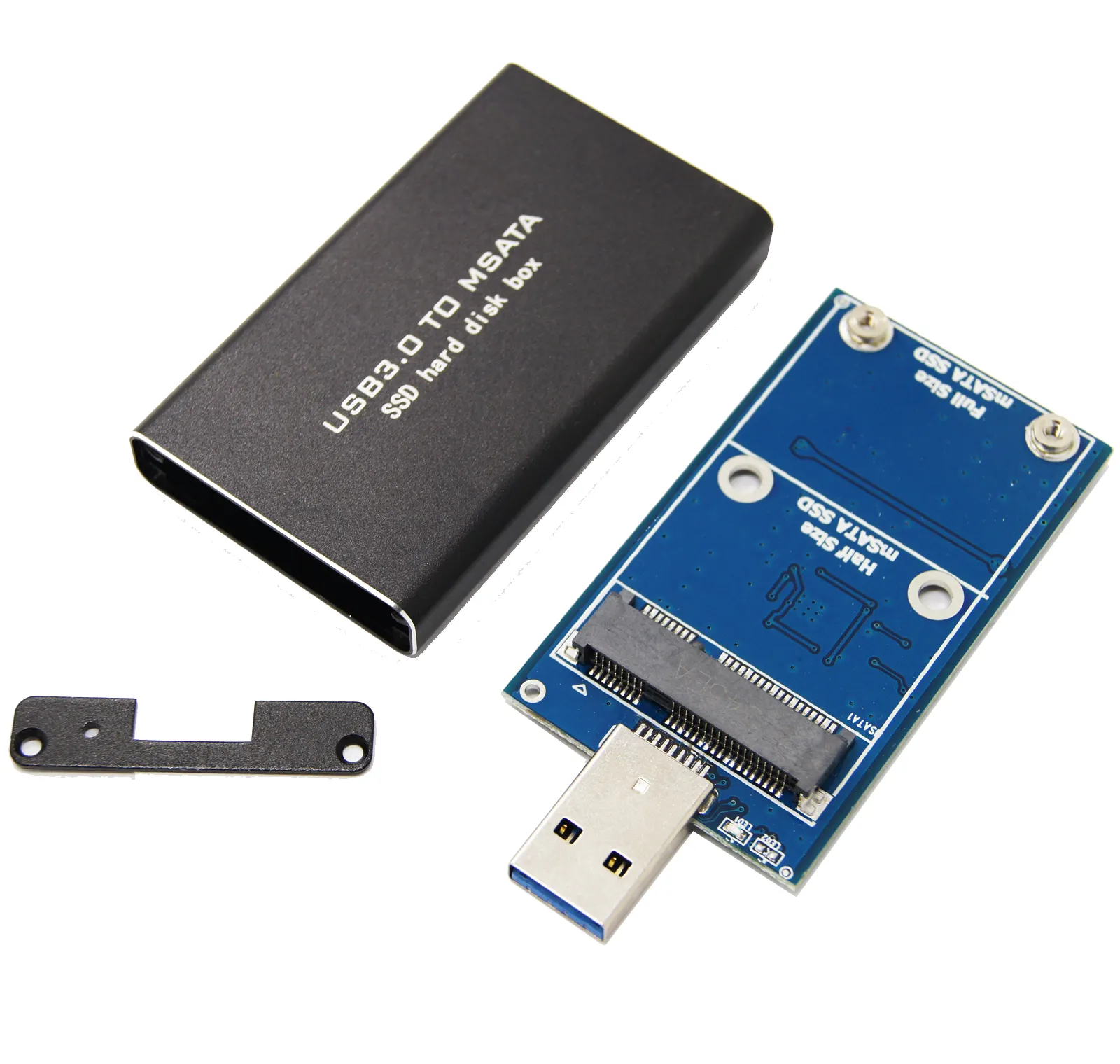Hot Menjual Aluminium Kasus M SATA Inline USB 3.0 untuk Mini Pcie M SATA HDD Kandang