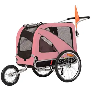 110lbs pet carriers travel products Wide wheel baby pet stroller bicycle polyester waterproof bike stroller with meshed windows