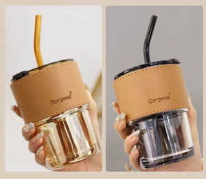 Cốc Tre Cốc Vại Di Động Chịu Nhiệt Độ Cao Có Nắp Đậy Và Bọc Da Cốc Hút Cách Nhiệt Cốc Uống Cà Phê - Product Image 4