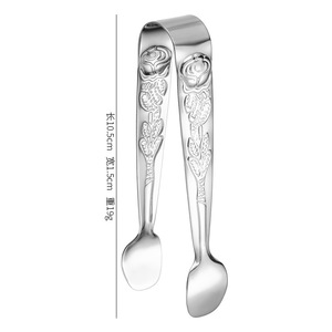 Hot Sale Rose Pattern <strong>Mini</strong> Barbecue Food Clip <strong>Tongs</strong> Retro Rose Embossed Stainless Steel Ice Square Clip Sugar <strong>Tongs</strong> Food Clip - Product Image 6