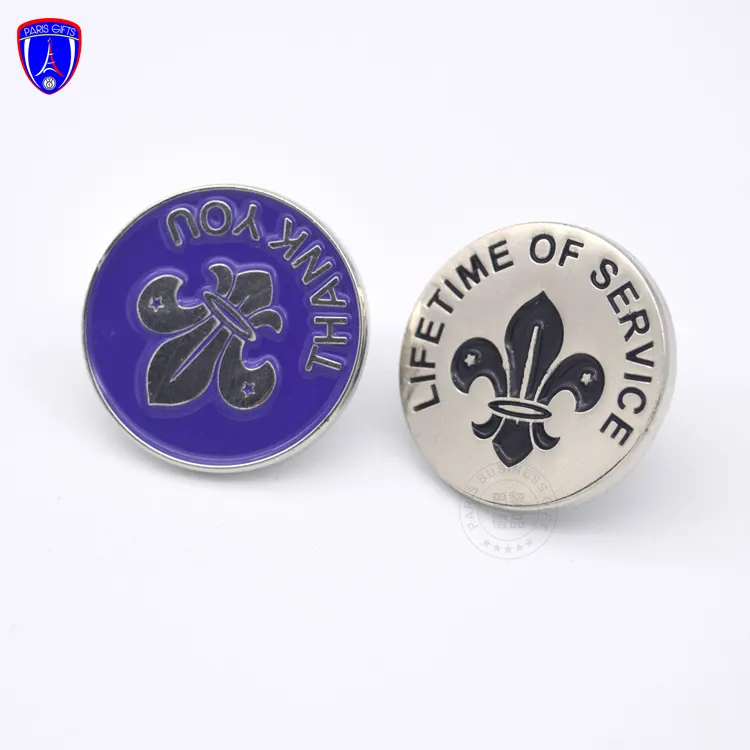 Pin de solapa de placa de metal esmaltado, redondo, personalizado, para Scouts, gran oferta, fabricación de fábrica