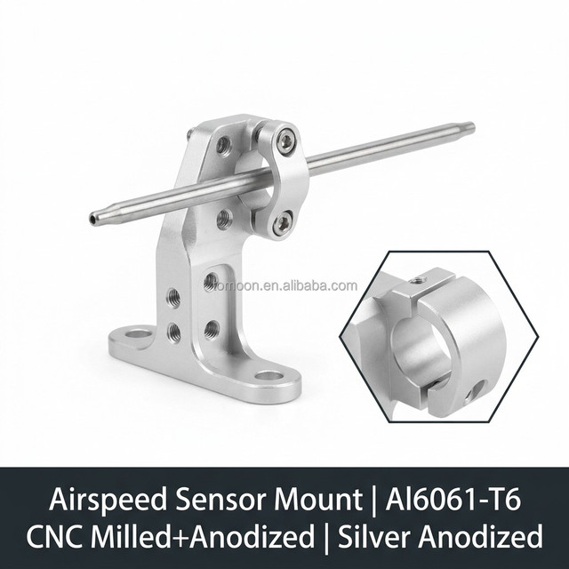 CNC Aluminum Drone Airspeed Pitot Tube Sensor Mount Bracket UAV Fixed Wing VTOL OEM Custom Inspection Parts