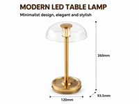 Veilleuse LED blanc chaud avec batterie rechargeable, fonction de gradation, construction en métal et plastique pour chambre à coucher