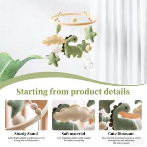 Móvil de Cuna Minimalista Estilo Instagram con Dinosaurios y Nubes, Juguete Colgante Giratorio para Bebés, Ayuda para Dormir - Product Image 2