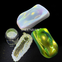 Pigment pour ongles effet miroir métallique caméléon, base solvant, néon, aurore, sirène, qualité cosmétique, duochrome 325 mesh, pour marque privée