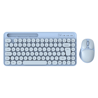 Keyboard Nirkabel Retro Tipe Mesin Ketik dengan Tombol Bulat 2.4GHz, Combo Keyboard dan Mouse Nirkabel Lucu untuk Komputer Desktop dan Laptop