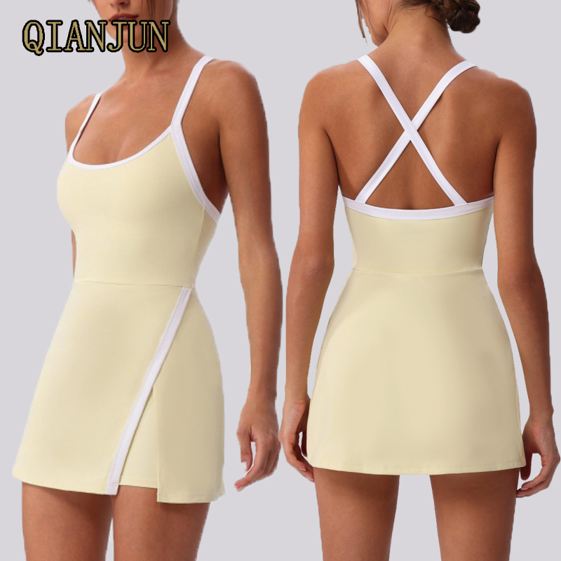 Women Sports Dress Slimming Straps Golf Tennis Beautiful Back Design One-piece Fitness Yoga Tennis Dress