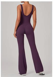 Combinaison de yoga une pièce 2026, nouvelle, effet push-up, pantalon évasé, taille haute, dos nu, sexy, décontractée, combinaison et body - Product Image 4