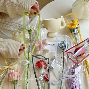Lot de 50 sacs transparents en cellophane imprimés avec bordure colorée pour fleurs fraîches, sacs d'emballage pour fleuristes - Product Image 3