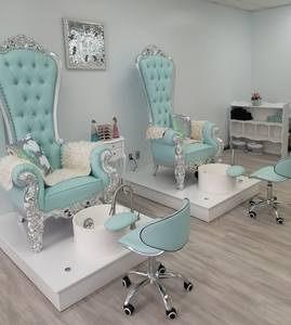Fauteuil de pédicure et manucure avec bol, design moderne et personnalisé, mobilier de <span class=keywords><strong>salon</strong></span> de beauté, beige et noir - Product Image 4