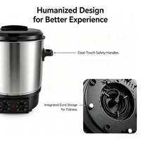 Marmite de cuisson électrique multifonctionnelle 27L en acier inoxydable 1800W à commande mécanique pour confitures, vins, usage hôtelier, camping-car et commercial
