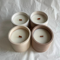 AIKUN – Bougies parfumées en cire de soja dans un pot en céramique et béton, faites à la main, de luxe, pour la maison et les fêtes (Diwali)