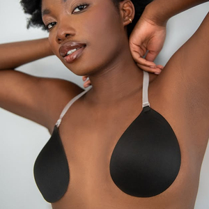 Breathable Holes Skin Tone Bio Glue Polyester Women Invisible <strong>Stick</strong> on Adhesive Bra with Low Price - Product Image 6